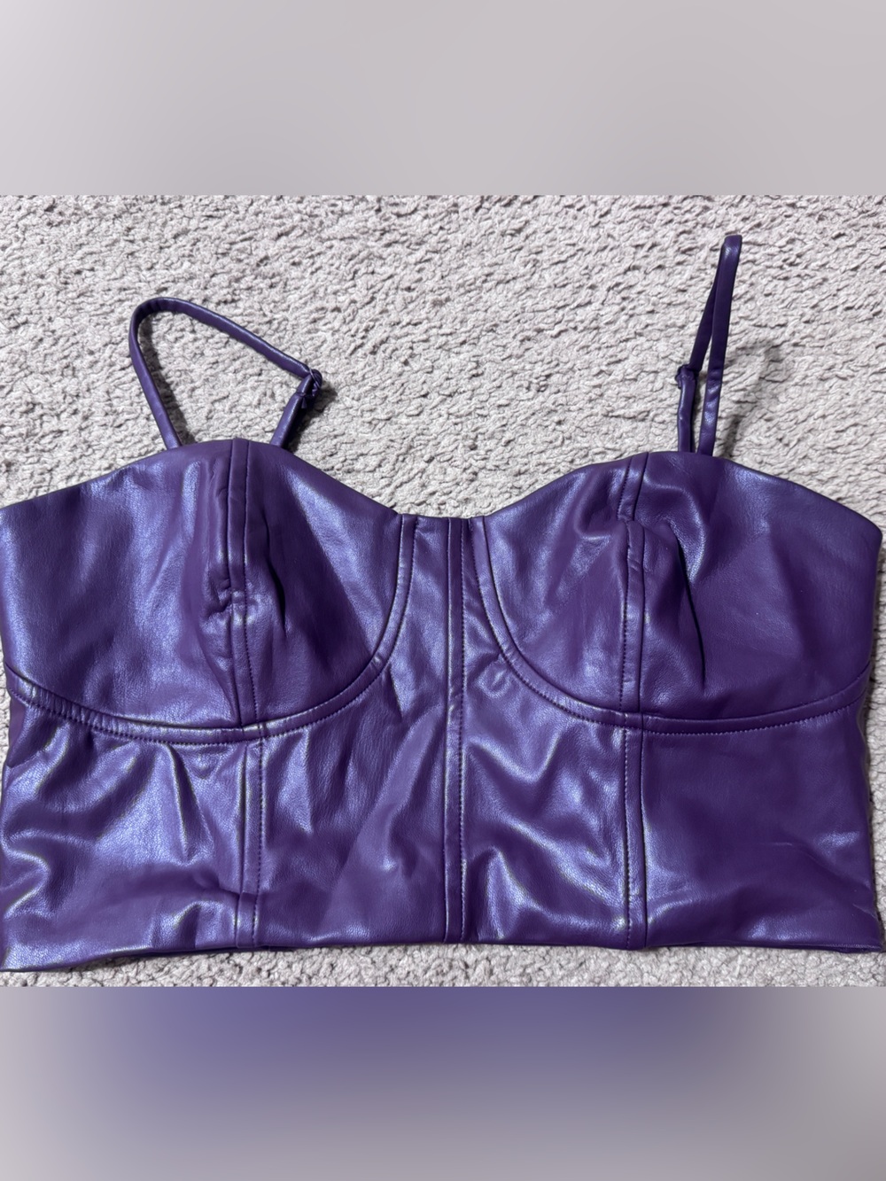 Express Purple Faux Leather Crop Top
